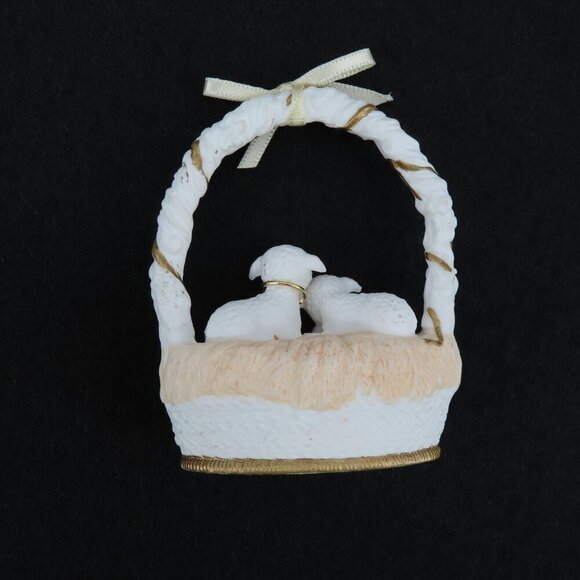 Hallmark Lambs Basket Bone China Christmas Is Gentle Christmas Ornament 1987 VTG - Picture 6 of 9